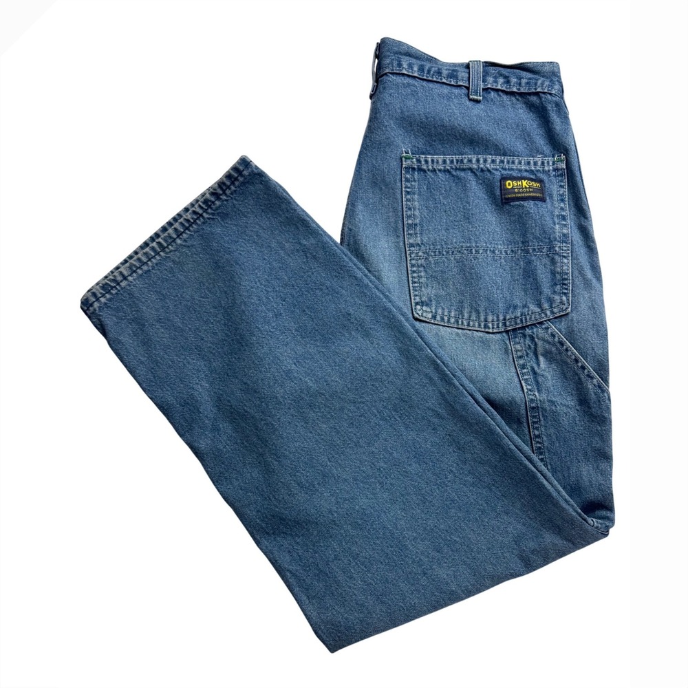 Vintage OshKosh B'Gosh Carpenter Jeans Mens 31x28 Blue Denim Union Made Utility